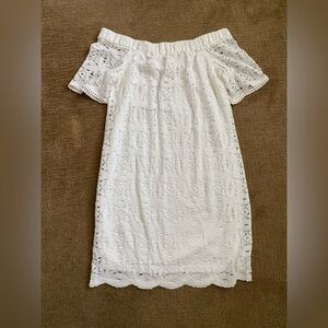 CHICO’S Women’s Lace Off-the-Shoulder Dress Ivory Floral NWT Size 1